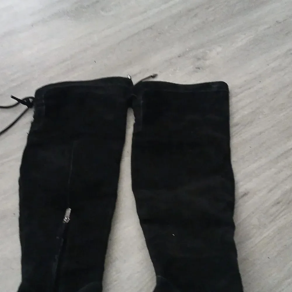 Sam Edelman super soft suede over the knee black heeled boots Sz 9.5